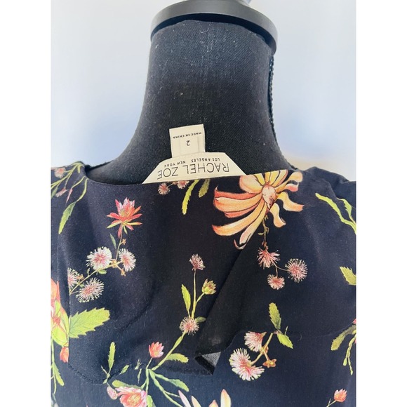 RACHEL ZOE Women Longsleeve V-Neck Floral Mini Dress Size 2 - Picture 8 of 12